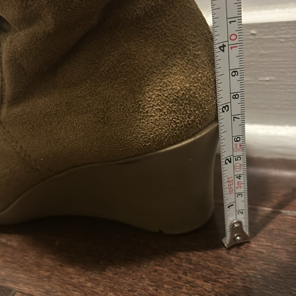 RAMPAGE Tan Faux Fur Wedge Lace Up Mid Calf Boots - Picture 5 of 7